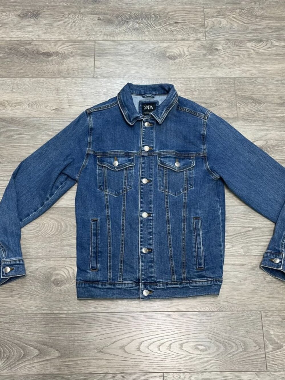 Zara Men‎ Medium Blue Denim Trucker Jacket Medium Wash Classic Style